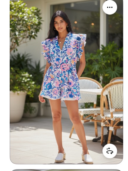 Lavender Brown Pink And Blue Floral Belted Romper